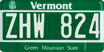 VT license plate ZHW824
