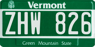VT license plate ZHW826