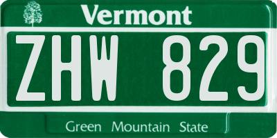 VT license plate ZHW829