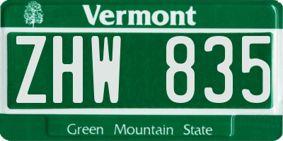 VT license plate ZHW835