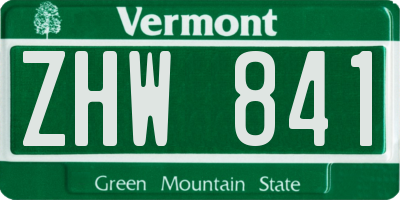 VT license plate ZHW841