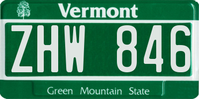 VT license plate ZHW846