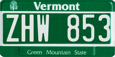 VT license plate ZHW853