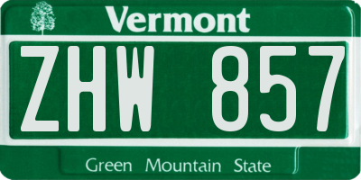 VT license plate ZHW857
