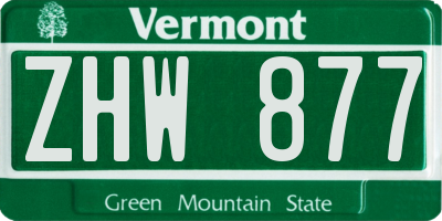 VT license plate ZHW877