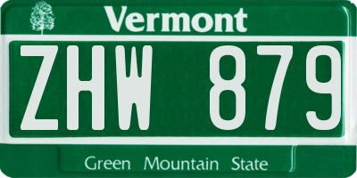 VT license plate ZHW879