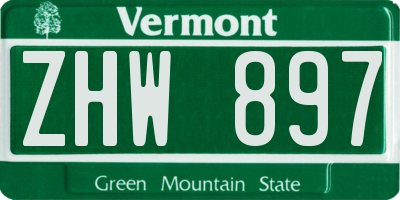 VT license plate ZHW897