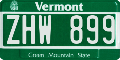 VT license plate ZHW899