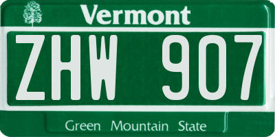 VT license plate ZHW907