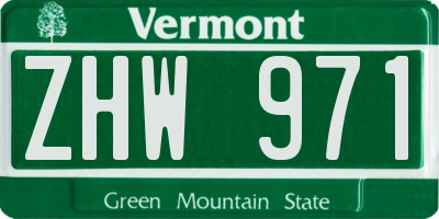 VT license plate ZHW971