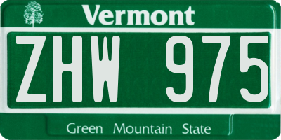 VT license plate ZHW975