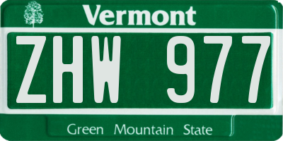 VT license plate ZHW977
