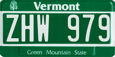 VT license plate ZHW979