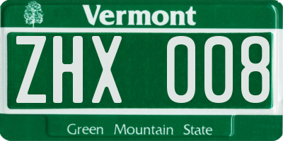 VT license plate ZHX008