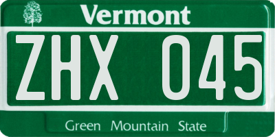 VT license plate ZHX045
