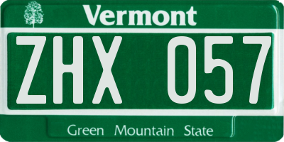 VT license plate ZHX057