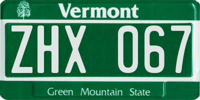 VT license plate ZHX067