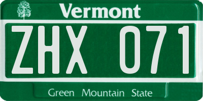 VT license plate ZHX071