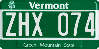 VT license plate ZHX074