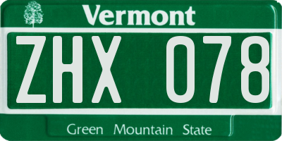 VT license plate ZHX078