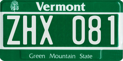 VT license plate ZHX081