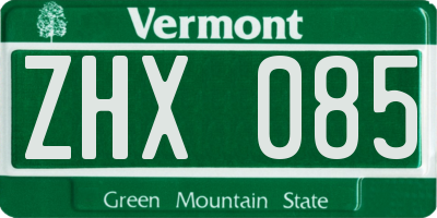 VT license plate ZHX085