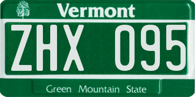VT license plate ZHX095