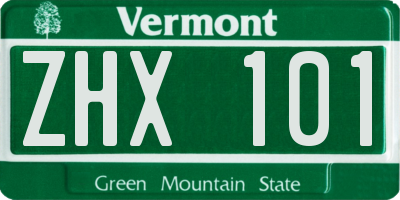 VT license plate ZHX101