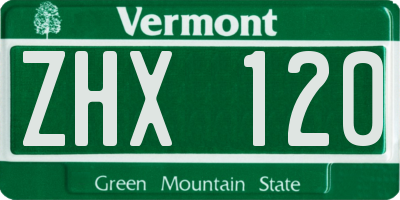 VT license plate ZHX120