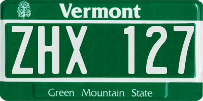 VT license plate ZHX127