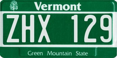 VT license plate ZHX129