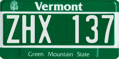 VT license plate ZHX137