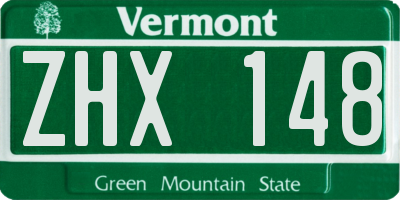 VT license plate ZHX148