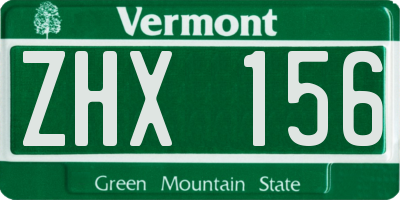 VT license plate ZHX156