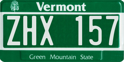 VT license plate ZHX157