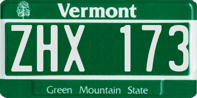 VT license plate ZHX173