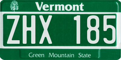 VT license plate ZHX185