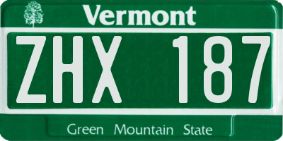 VT license plate ZHX187