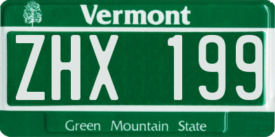 VT license plate ZHX199