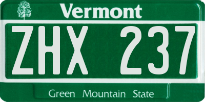 VT license plate ZHX237