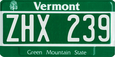VT license plate ZHX239