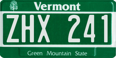 VT license plate ZHX241