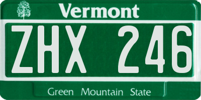 VT license plate ZHX246