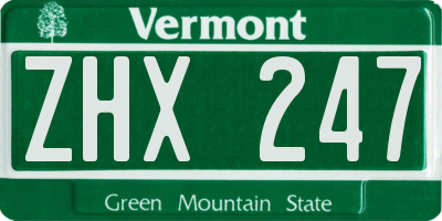 VT license plate ZHX247