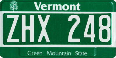 VT license plate ZHX248