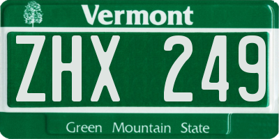 VT license plate ZHX249