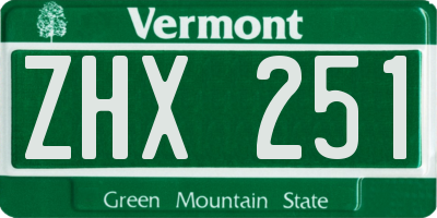 VT license plate ZHX251