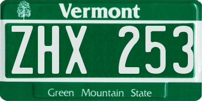 VT license plate ZHX253