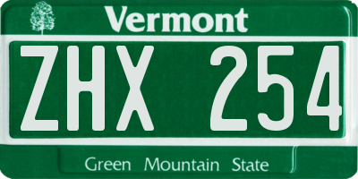 VT license plate ZHX254