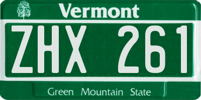 VT license plate ZHX261